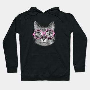 Cat wearing pink glasses Hoodie